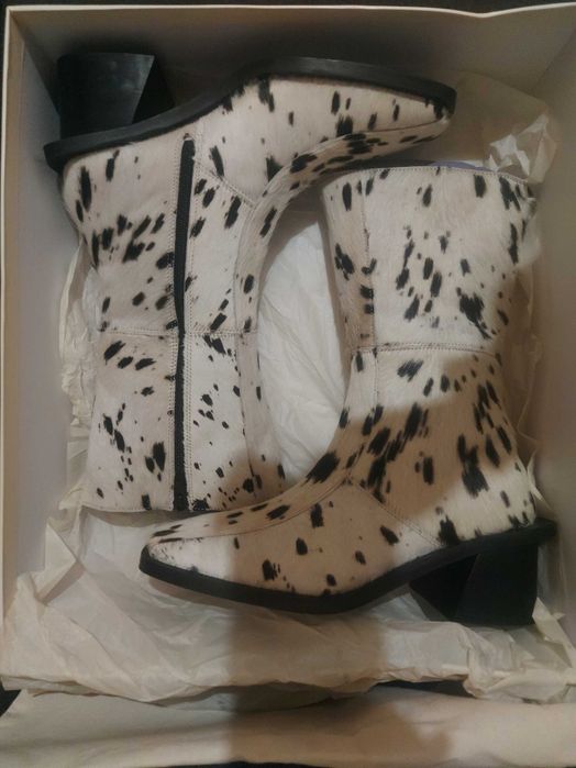 Botine cow print 100% piele