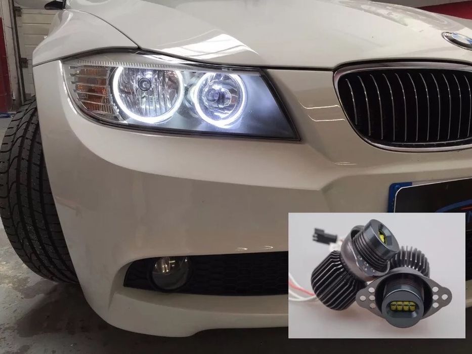 Becuri led Angel Eyes halogen pozitie alb Bmw seria 3 facelift E90 E91