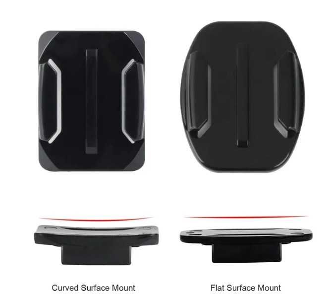 Самозалепваща плоска и извита стойка за GoPro Hero, Insta360, SJCAM,