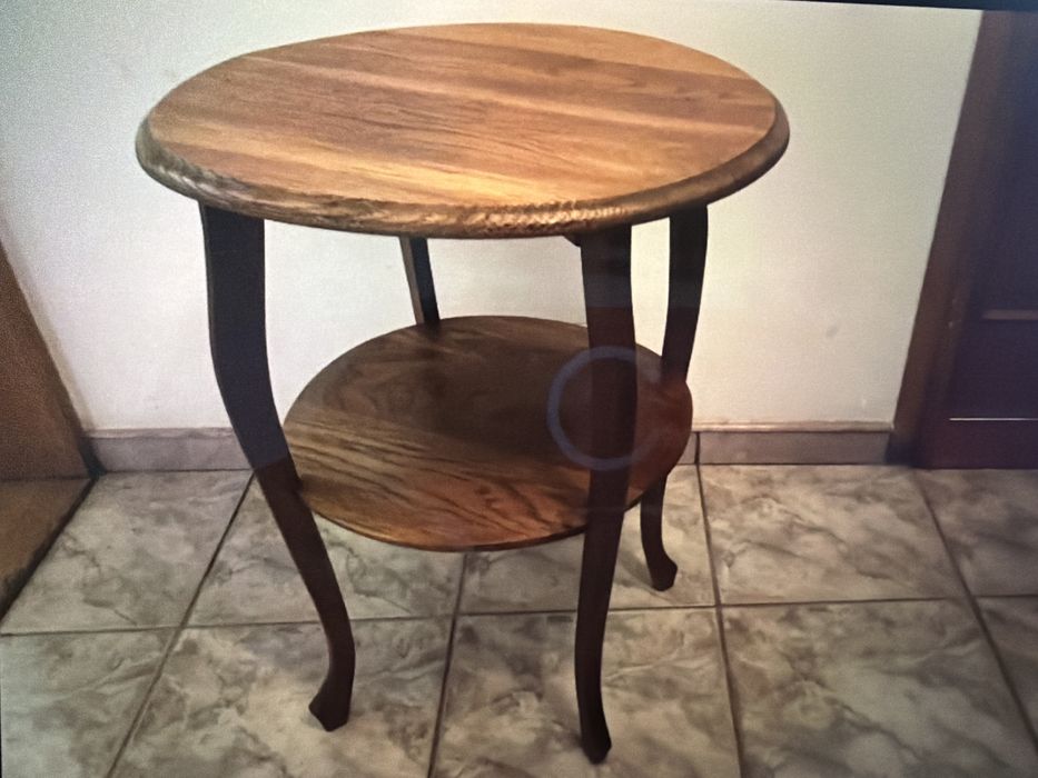 Masa,masuta rotunda franceza din lemn masiv cu etajera