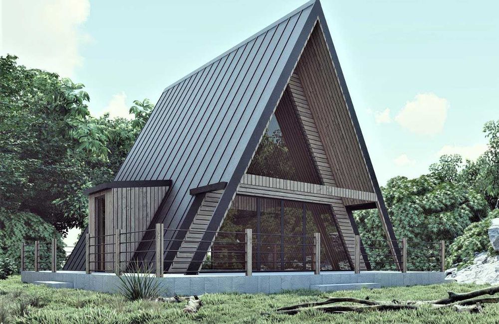 Vand casa modulara tip modern A frame , 8m x 8m