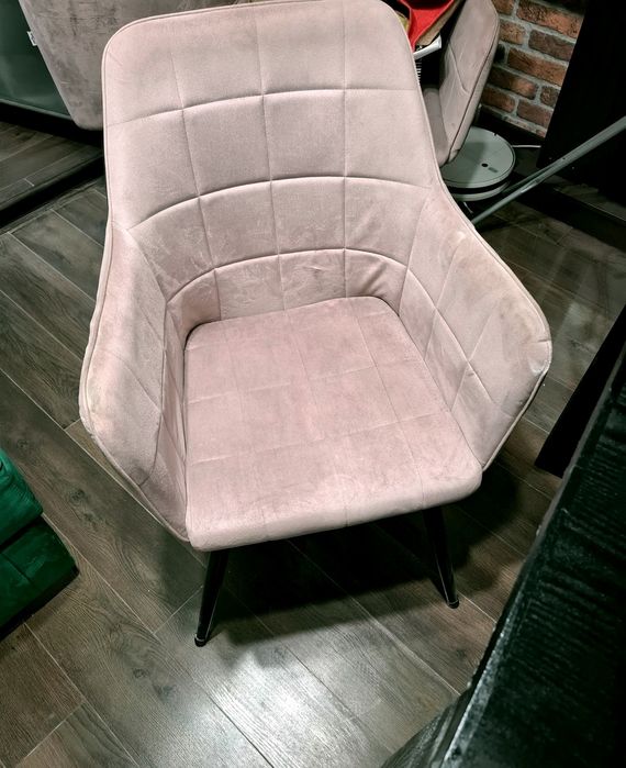 Scaune catifea roz prafuit 4 buc și masa lemn  masiv wenge 140x80