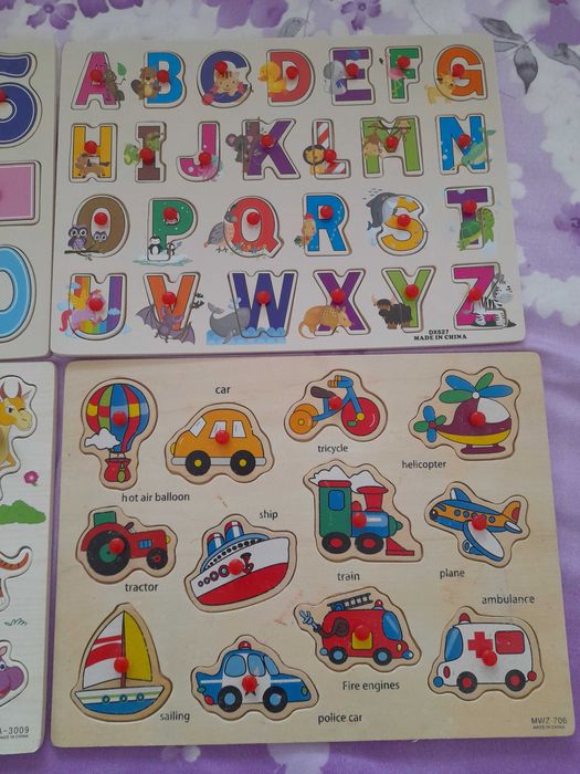 4 puzzle litere numere animale