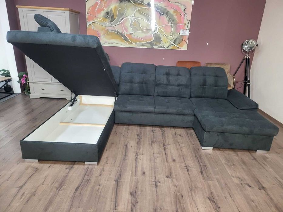 ПРОМОЦИЯ!!!Тъмно сив П - образен ъглов диван Nixon с функция сън