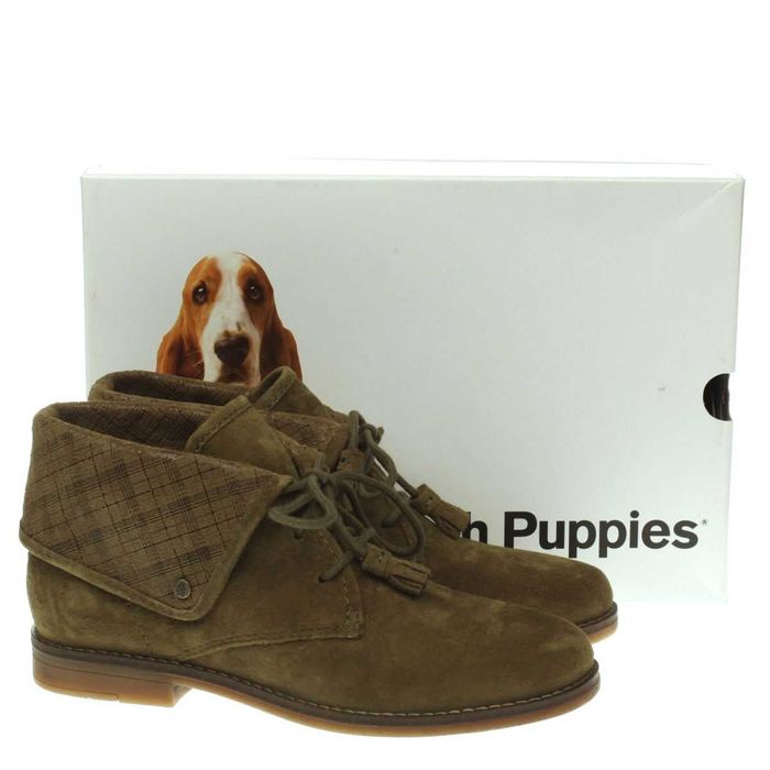 HUSH PUPPIES № 38 – Дамски боти ест. велур "KHAKI BOOTS" нови с кутия