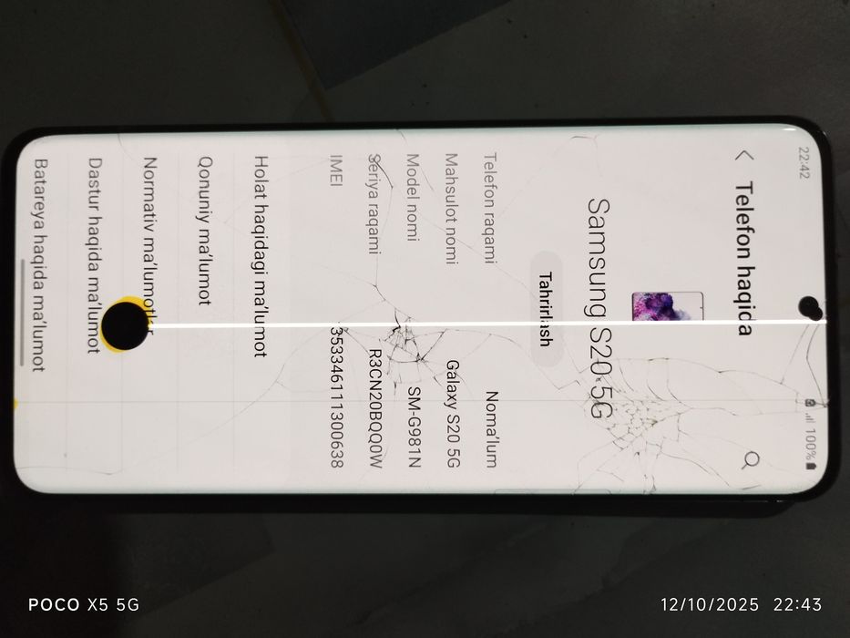 Samsung s20 5g 12+8RAM  128Xotira  pubg mobile 90 fps