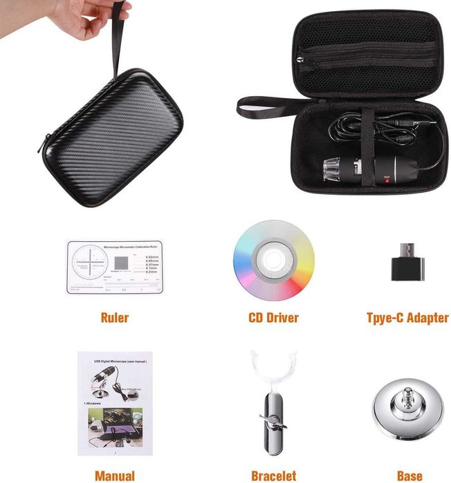 Microscop digital USB 40X la 1000X,Cameră endoscopică Android Windows