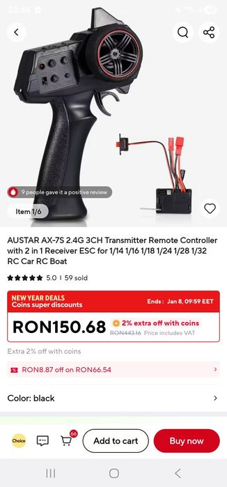Vand telecomanda cu receiver 2 in 1 pentru automodele