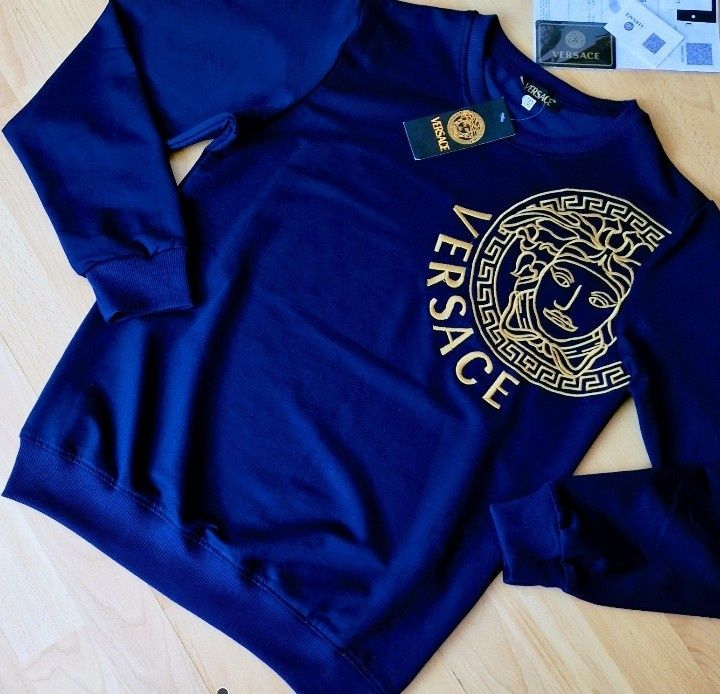 Bluze Versace bumbac, bleumarin,model unisex,logo brodat,marimi divers