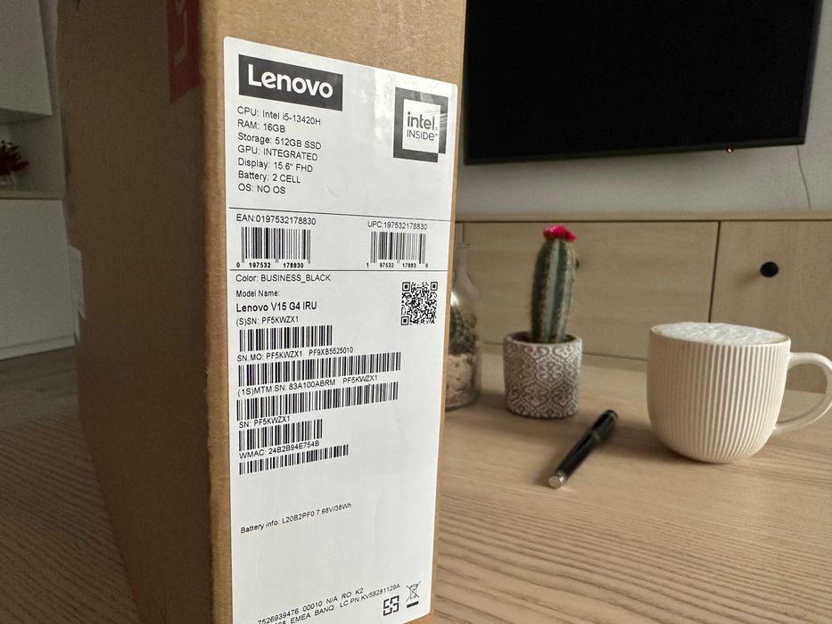 Laptop Lenovo V15 G4 IRU, 15.6" – NOU, nefolosit, Windows 11 Pro activ