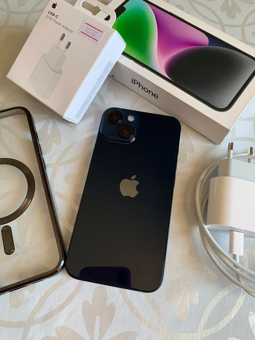 IPhone 14 100% АКБ почти новый, коробка, оригинал шнур