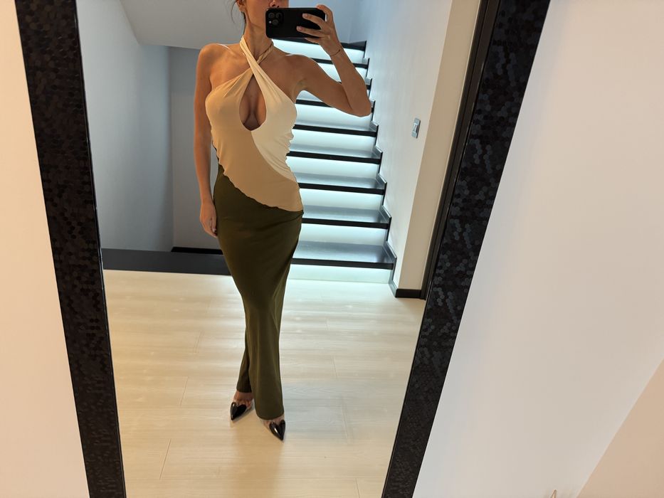 Rochie in trei culori lunga