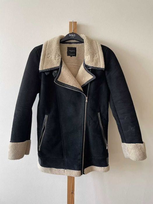 Zara дебело кожено палто  Biker Jacket яке/палто с подплата