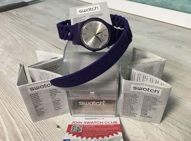Ceas dama SWATCH nou, GV127, mov, rezistent la apa