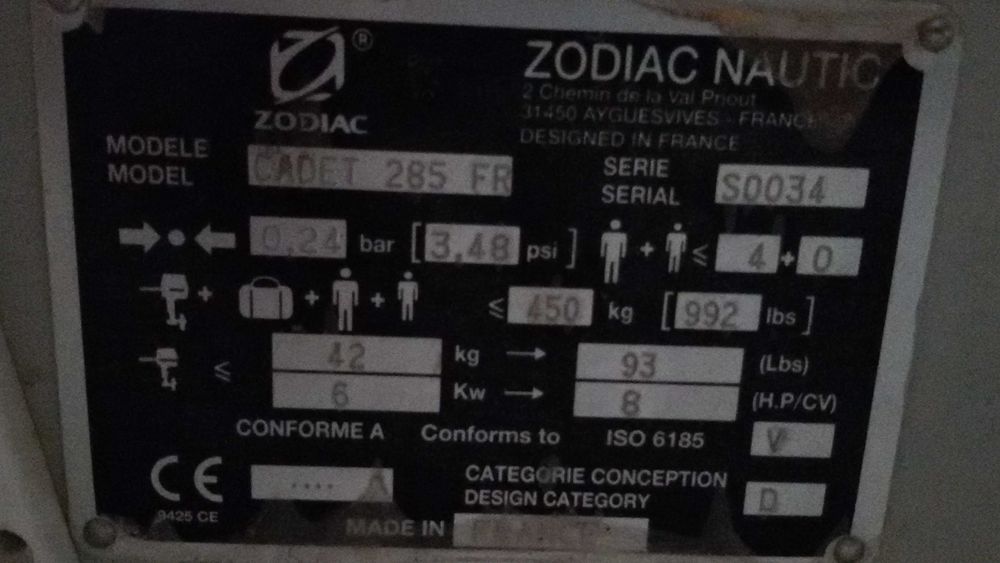 Продавам Zodiac Cadet 285 FR (Cadet fastroller)