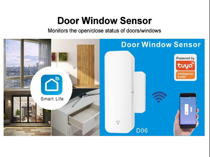 WiFi датчик за врата/прозорец с известяване на телефон tuya smartlife
