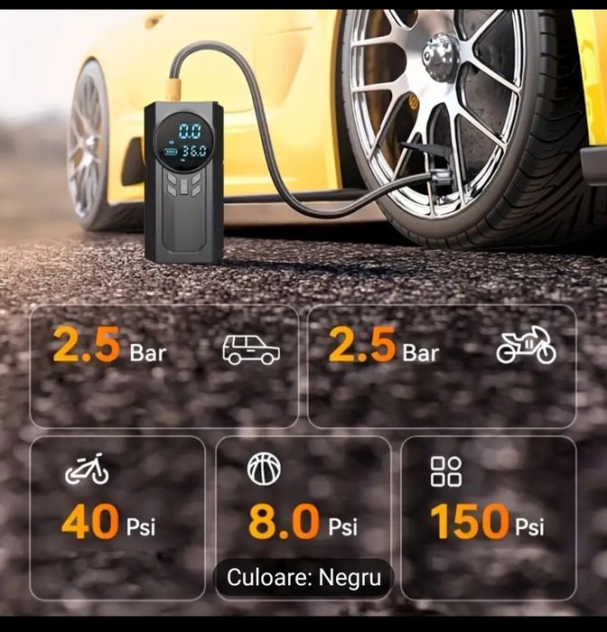 Pompă de aer pentru mașină JKUOO 4 în 1 Multi-Funcțională - Compresor