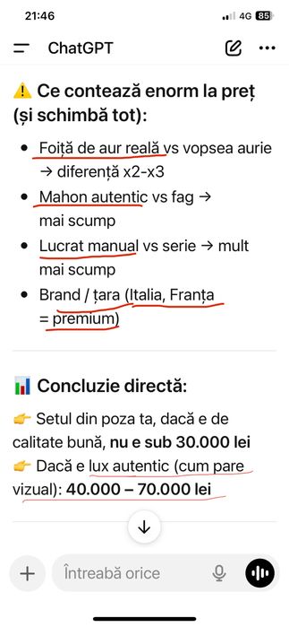 Set canapele lemn masiv mahon sculptat manual  cu foita de aur