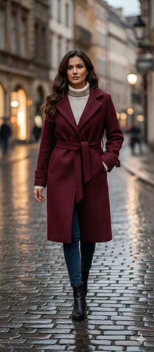 Продается пальто бордовое