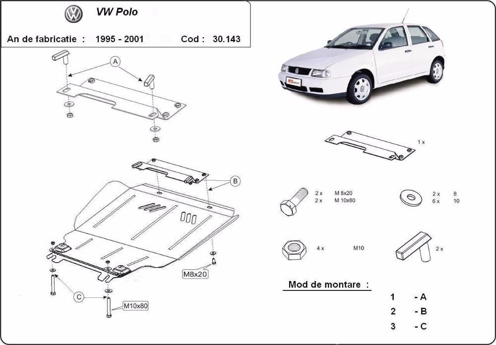 Scut metalic pentru motor VW Polo 1999-2001 - otel 2mm