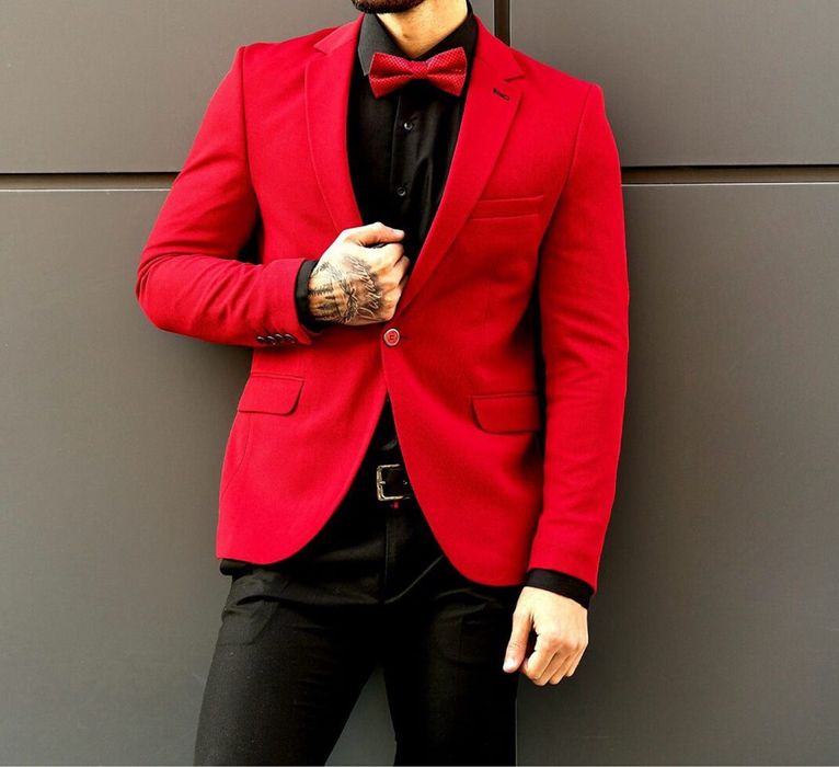 Sacou roșu slim fit cambrat S