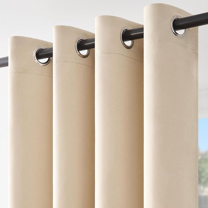 Draperii blackout bej 140x240 cm opace termice cu inele Topfinel