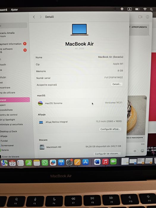 Vând MacBook Air M1 2020 Roz și Magic Mouse 2