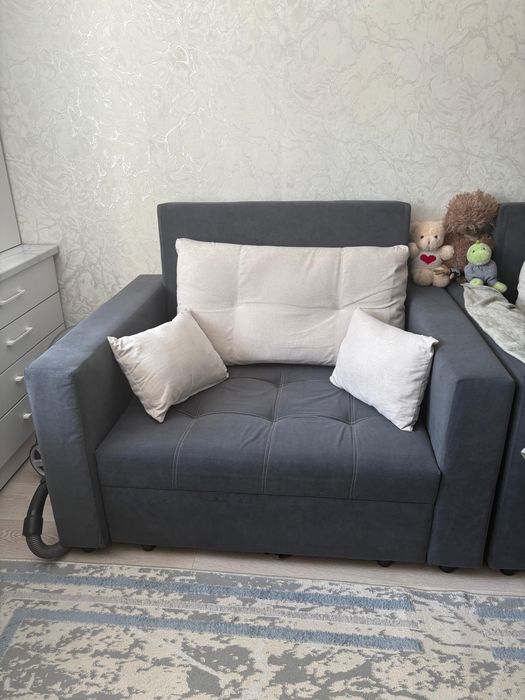 Кресло-кровать Диван Versal, обивка велюр, темно-серый