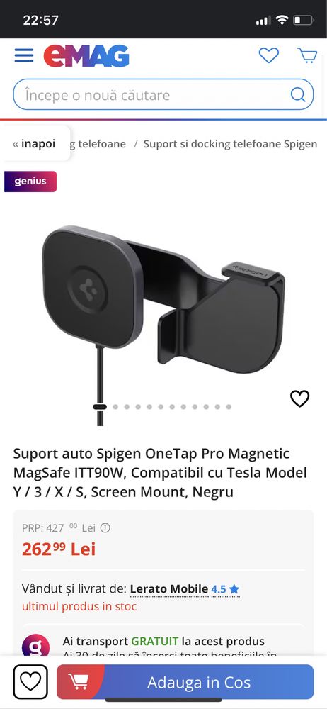 Spigen OneTap Tesla Model Y/3 Magnetic MagSafe Dashboard Car Mount