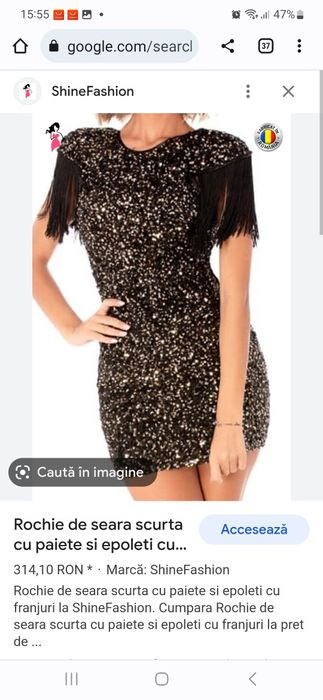 Rochie bby cu paiete si epoleti cu franjuri