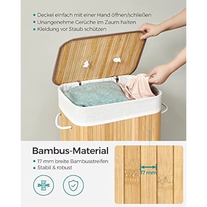 Кош за пране, бамбук, 72L SONGMICS