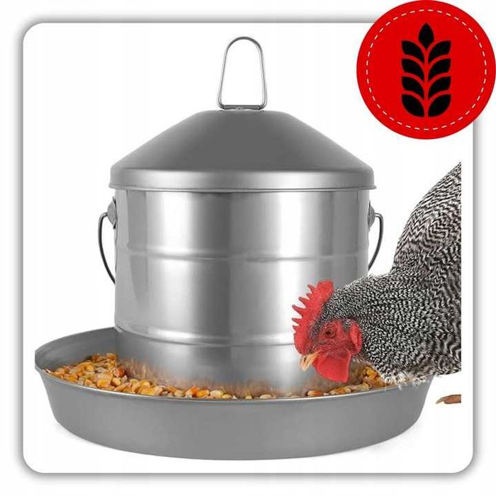 Метална Поилка за Птици 8 Литра Неръждаема за Кокошки, Пилета и Патки