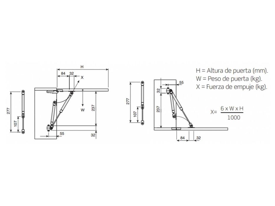 Амортисьор за повдигаща врата 150N - INDAUX