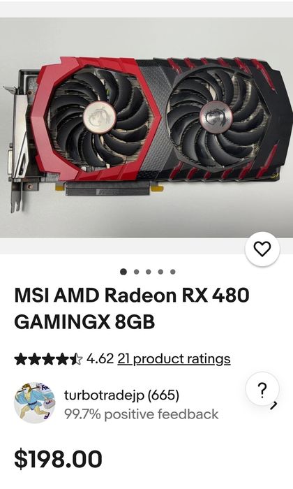 Placă Video DDr.5  MSI Radeon RX 480 8gb
