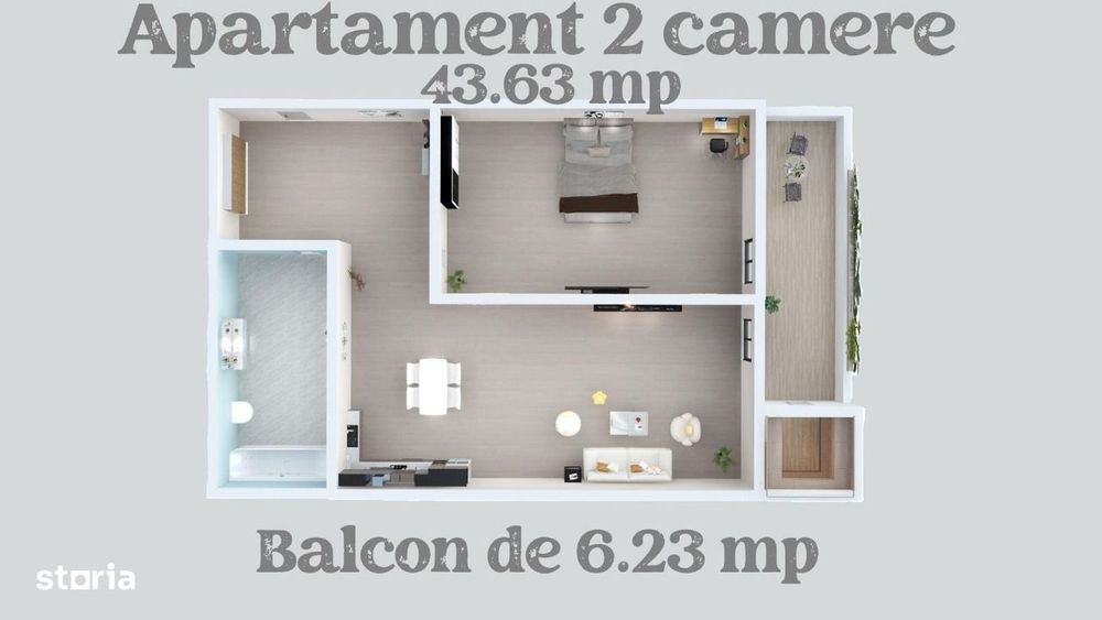 Apartament cu 2 camere și curte proprie de 21 mp - Lacul Binder