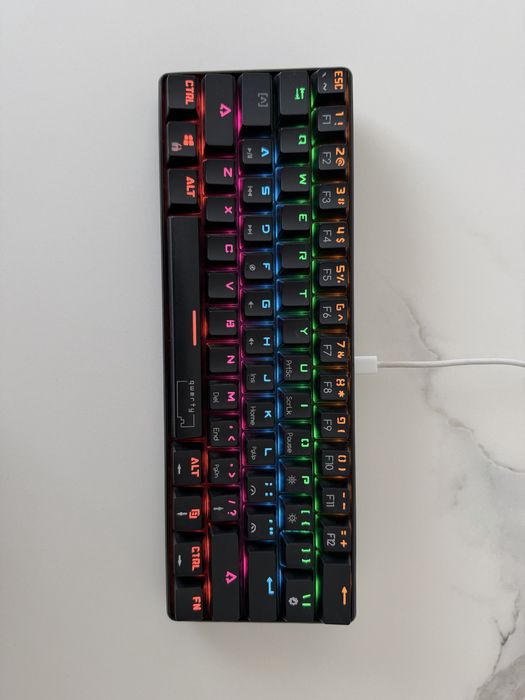 Tastatura Gaming QwertyKey Rice Black RGB Mecanica ​Red Switch