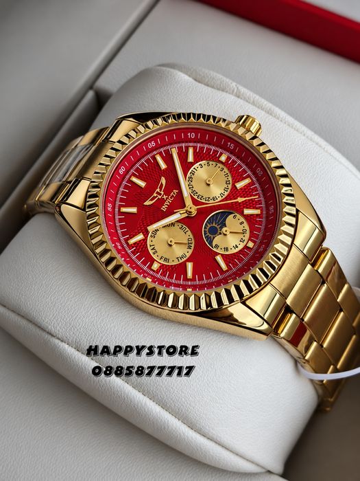 INVICTA Emerald gold red dial unisex 38 mm, Инвикта нов унисекс часовник