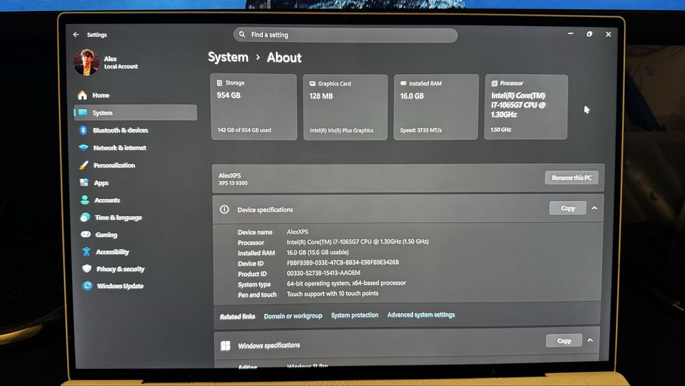 Dell XPS 13 9300 16gb/1TB; Ecran 4k; Intel I7 10th Gen