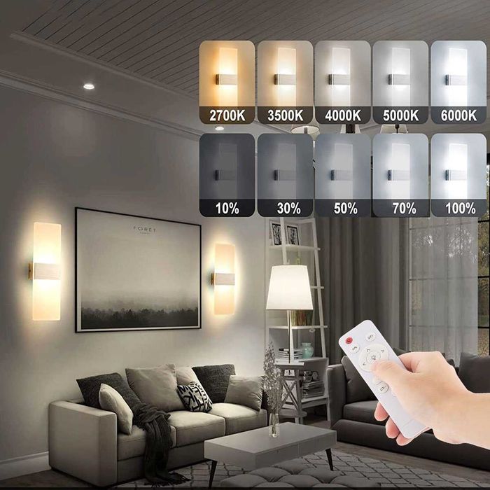 Aplica de perete LED 12W, reglabilă, interior, 3000-6000K