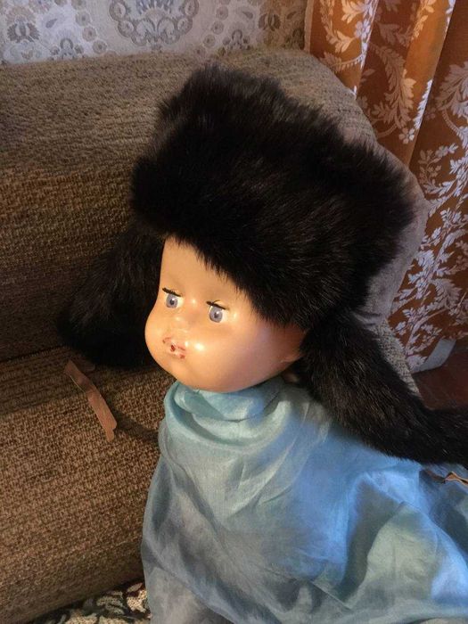 новая шапка ушанка из замши и кроличьего меха 80-х годов, 56 размера