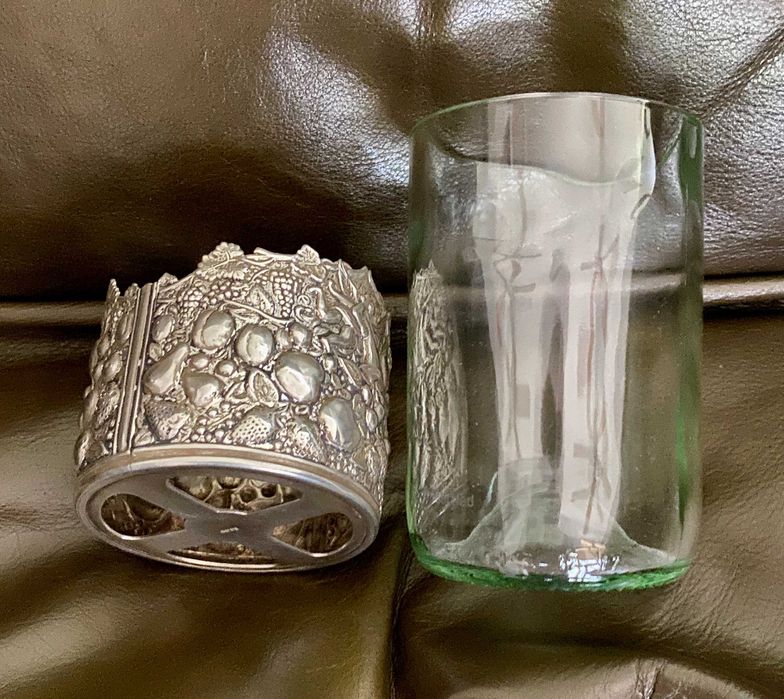 #1502# Винтидж посребрена поставка за чаша със стъкло. Холандия.