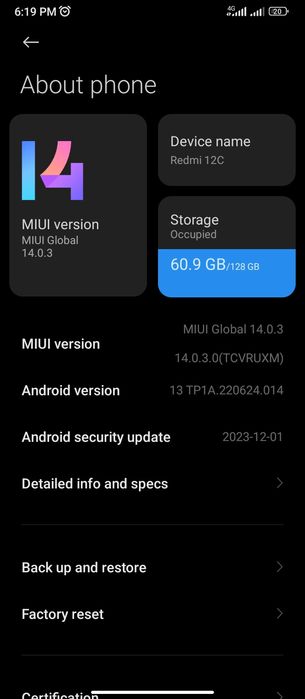 Redmi 12c 4+4/128GB 5000mph korshila mumkin yengide turibdi