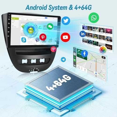 Нова 10 инча Android мултимедия Peugeot 107 / Citroen C1 4+64G CarPlay