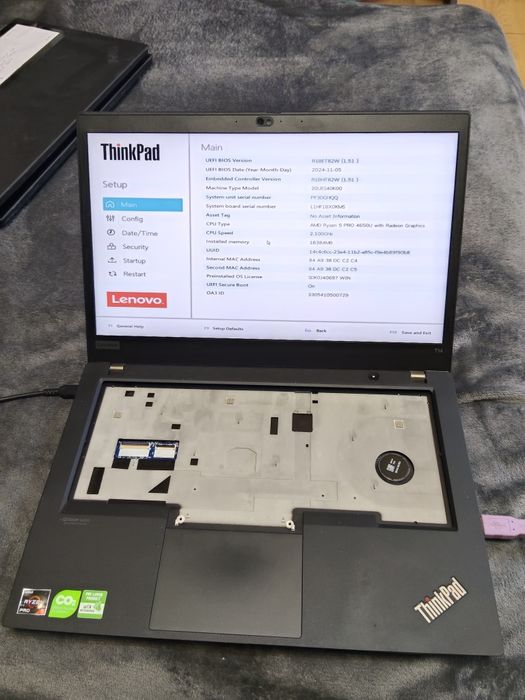 Dezmembrez /vând Lenovo Thinkpad T14 gen 1 ,AMD ryzen 5 4650u,16 GB RAM ,display 14 fhd ips touchscreen ,incomplet