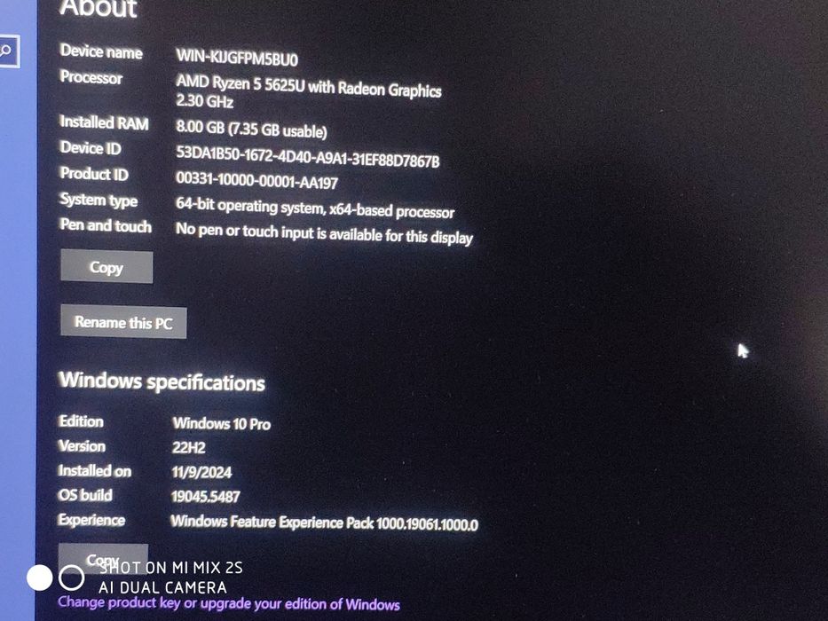 Dell Inspiron, CPU AMD Ryzen 5 5625U