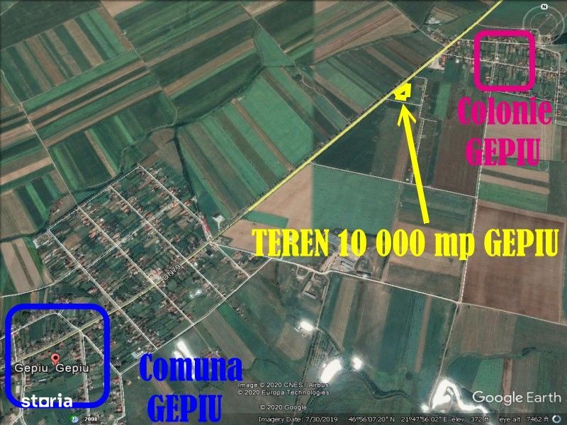 Teren intravilan Gepiu 10 000 mp Fs 174 metri drum E671 Oradea - Arad