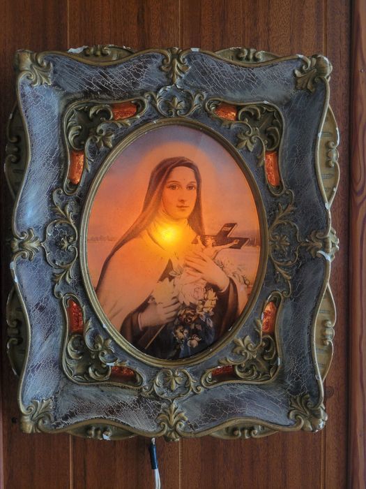 Icoană religioasă cu Sfânta Maria veche din anii 1940-1960