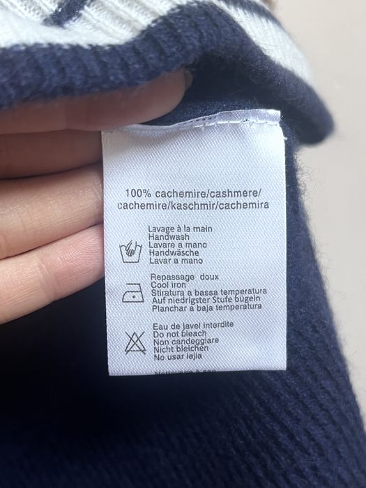 N.S. Cashmere, pulover 100% cașmir, albastru & ivory, cu fermoar