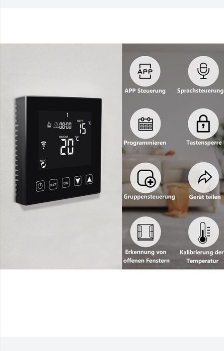 Termostat Ketotek Wifi, tuya, Centrala/ încălzire pardoseala