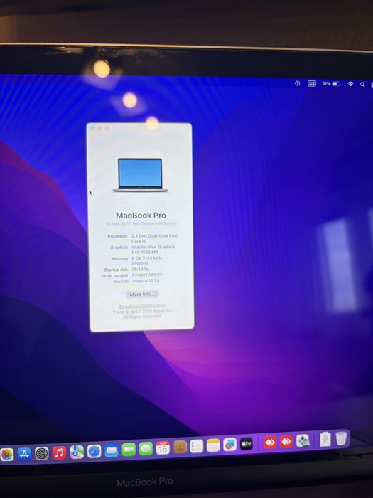 Macbook Pro 1708 windows si MacOs 256 gb